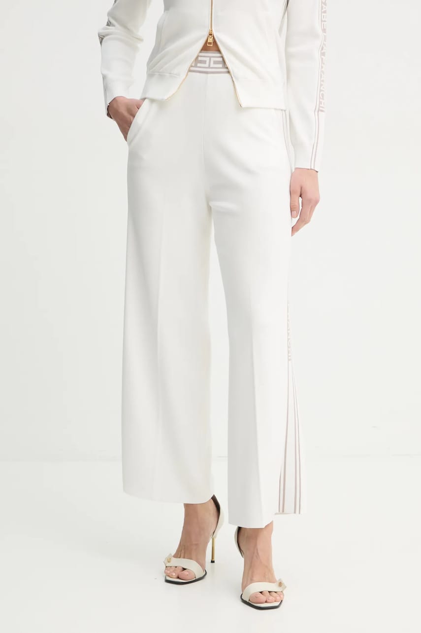 Elisabetta Franchi pantaloni femei, culoarea bej, cu imprimeu, KP65S51E2 Elisabetta Franchi pantaloni femei, culoarea bej, cu imprimeu, KP65S51E2