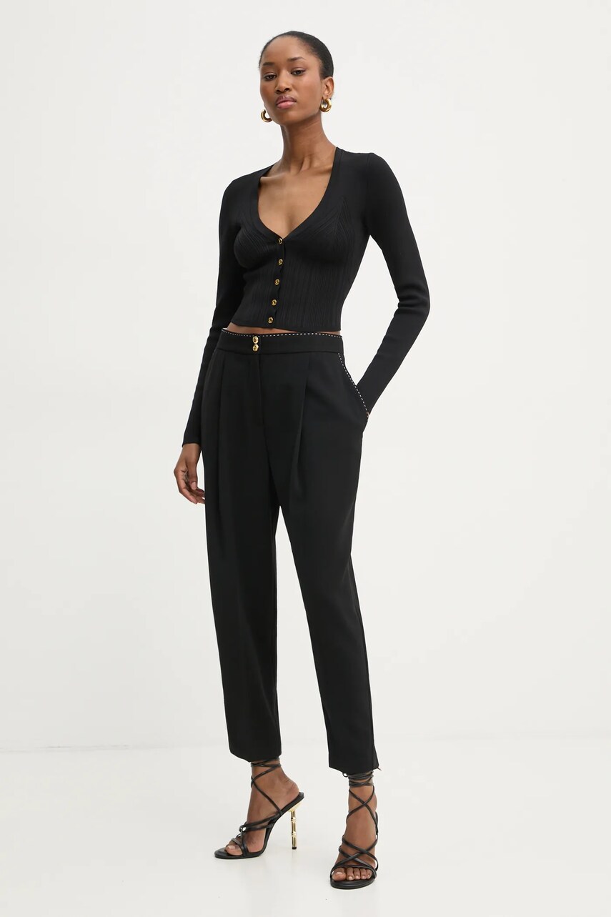 Брюки Elisabetta Franchi женские цвет чёрный фасон сигареты высокая посадка PA06651E2 Брюки Elisabetta Franchi женские цвет чёрный фасон сигареты высокая посадка PA06651E2