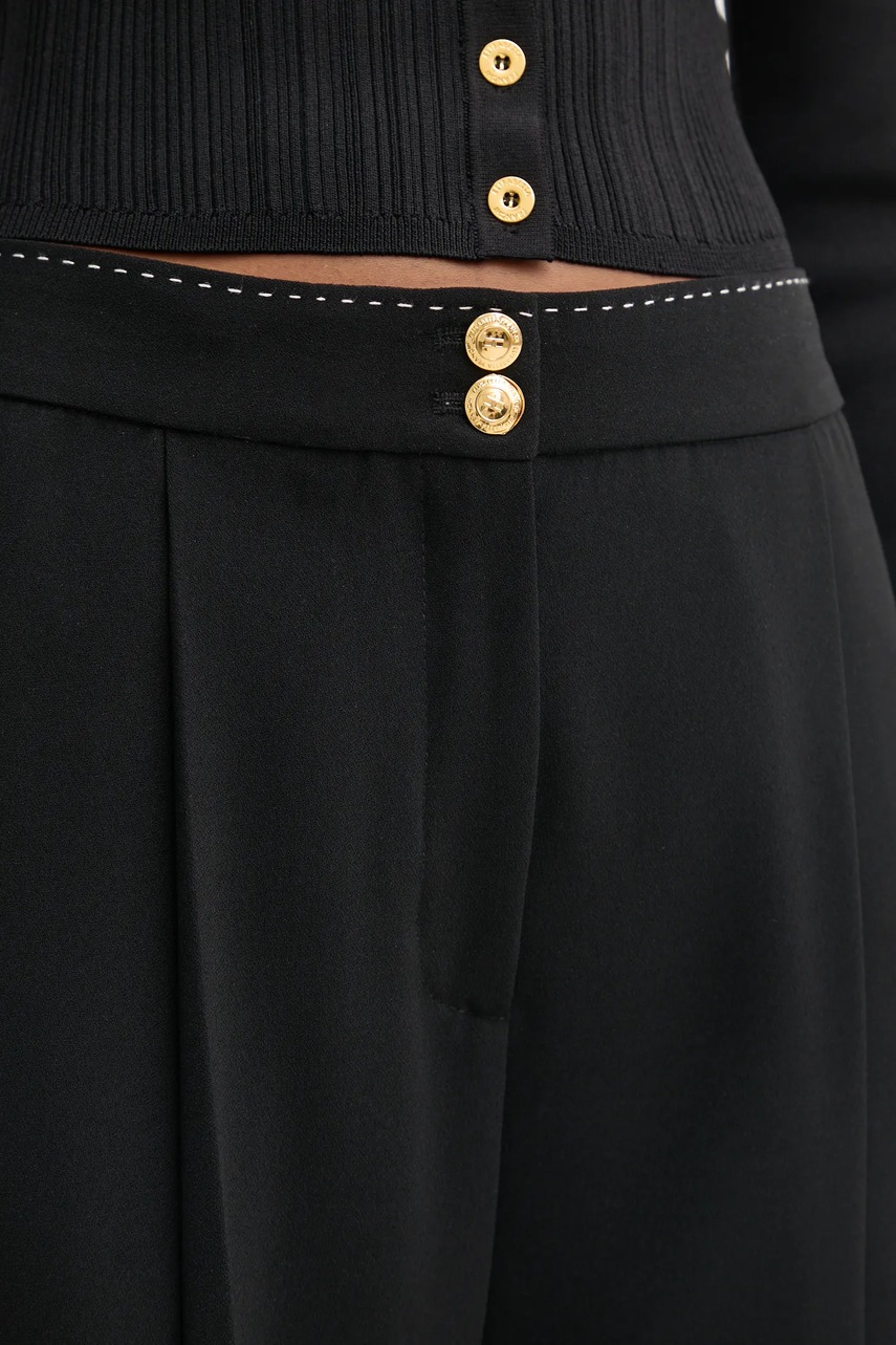 Штани Elisabetta Franchi жіночі колір чорний фасон сигарети висока посадка PA06651E2 