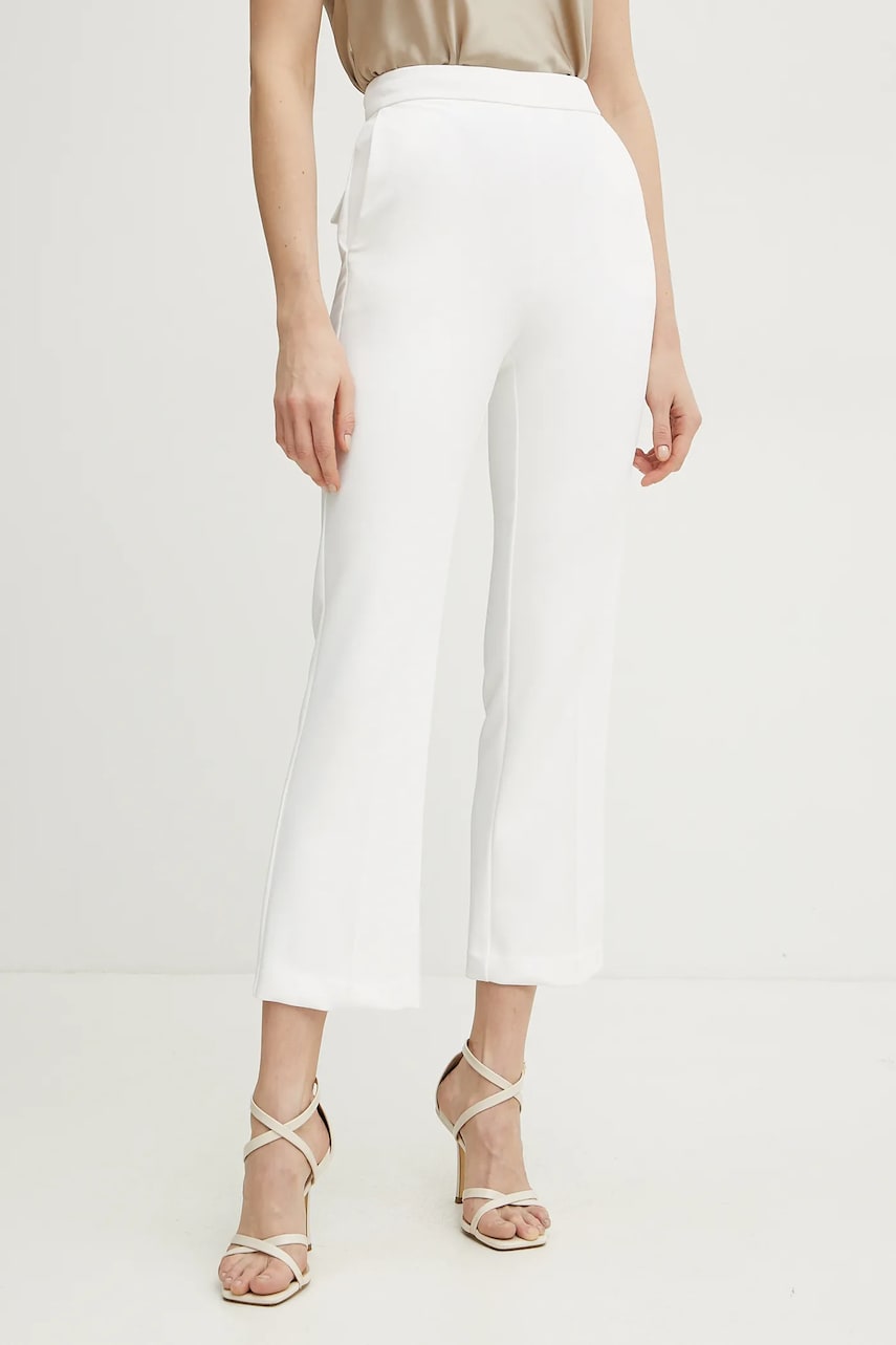 Elisabetta Franchi pantaloni femei, culoarea alb, drept, high waist, PA08951E2