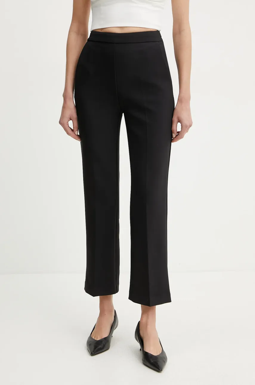 Kalhoty Elisabetta Franchi dámské, černá barva, jednoduché, high waist, PA08951E2