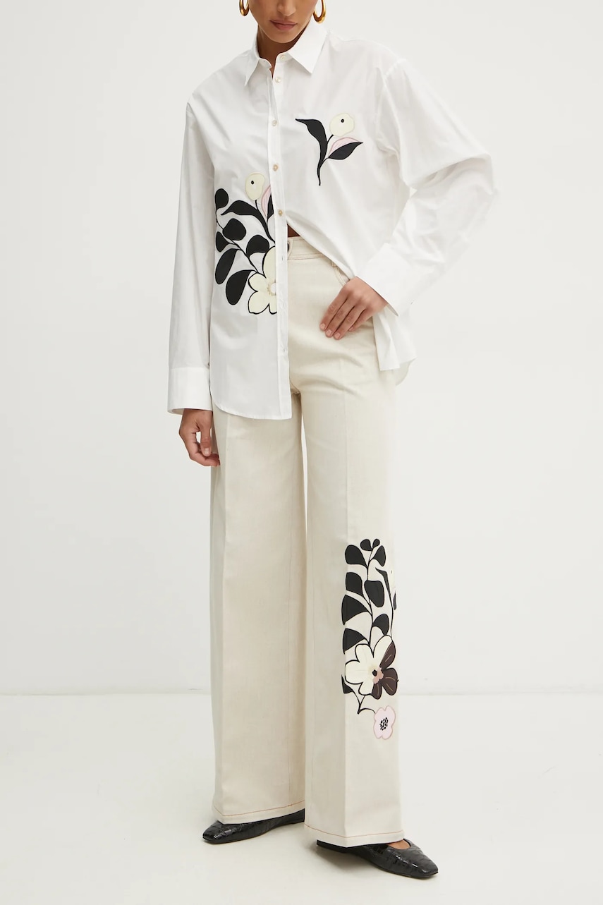 Forte Forte pantaloni femei, culoarea bej, lat, high waist, 13719bis.my pants Forte Forte pantaloni femei, culoarea bej, lat, high waist, 13719bis.my pants