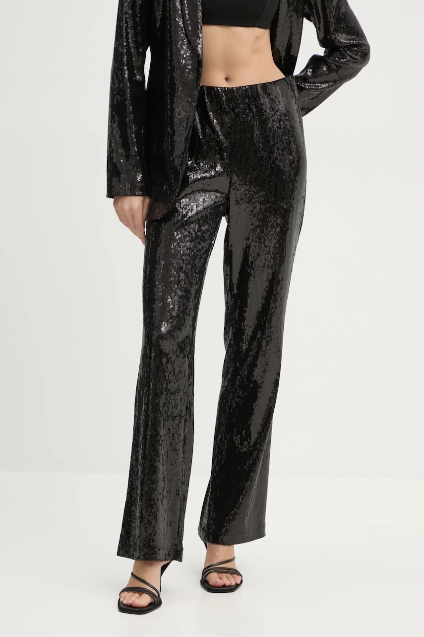 Bruuns Bazaar pantaloni femei, culoarea negru, drept, medium waist, BBW4072
