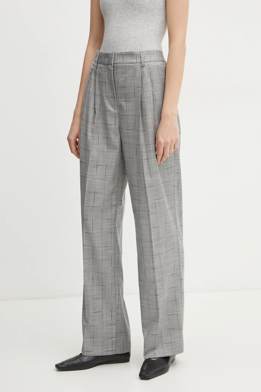 Bruuns Bazaar pantaloni femei, culoarea gri, fason tigareta, high waist, BBW4226 Bruuns Bazaar pantaloni femei, culoarea gri, fason tigareta, high waist, BBW4226