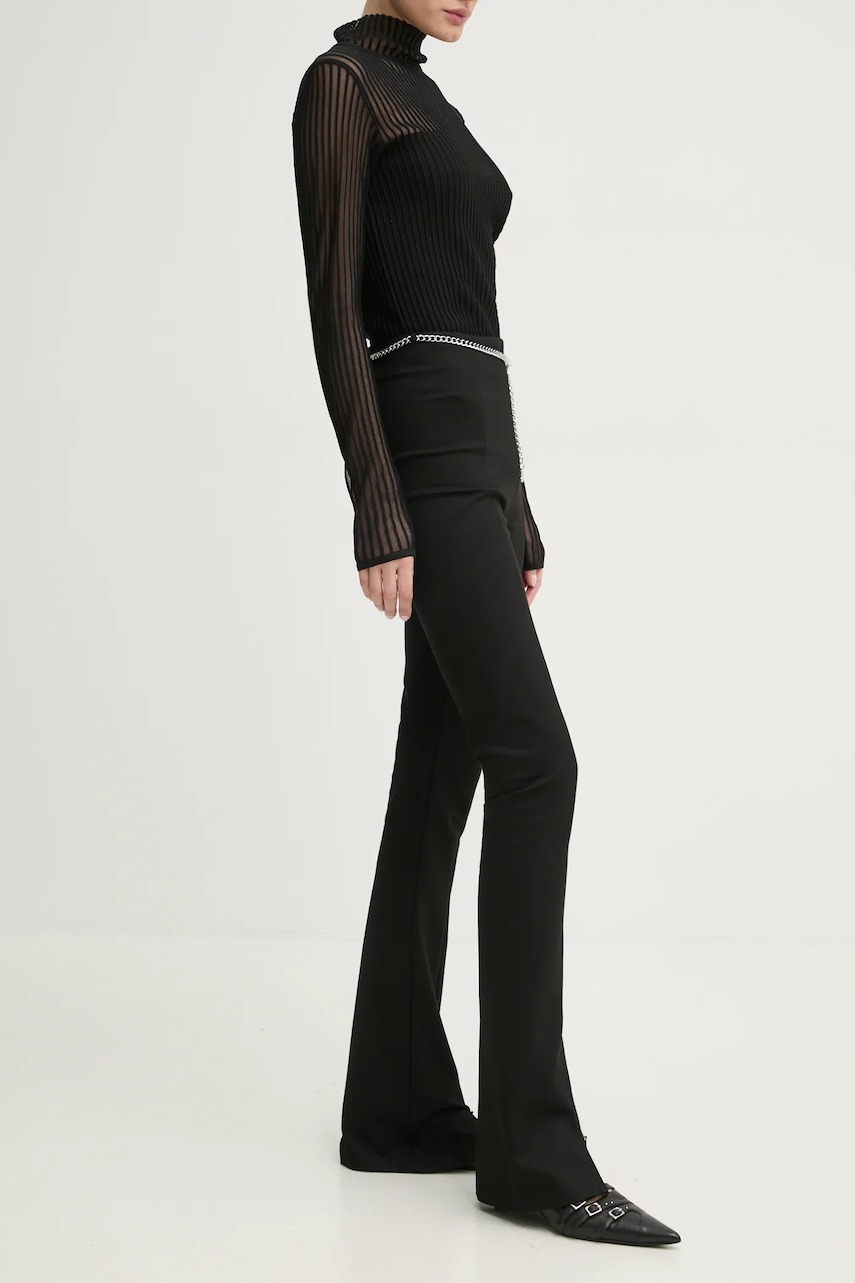 HUGO pantaloni femei, culoarea negru, mulata, high waist, 50530455