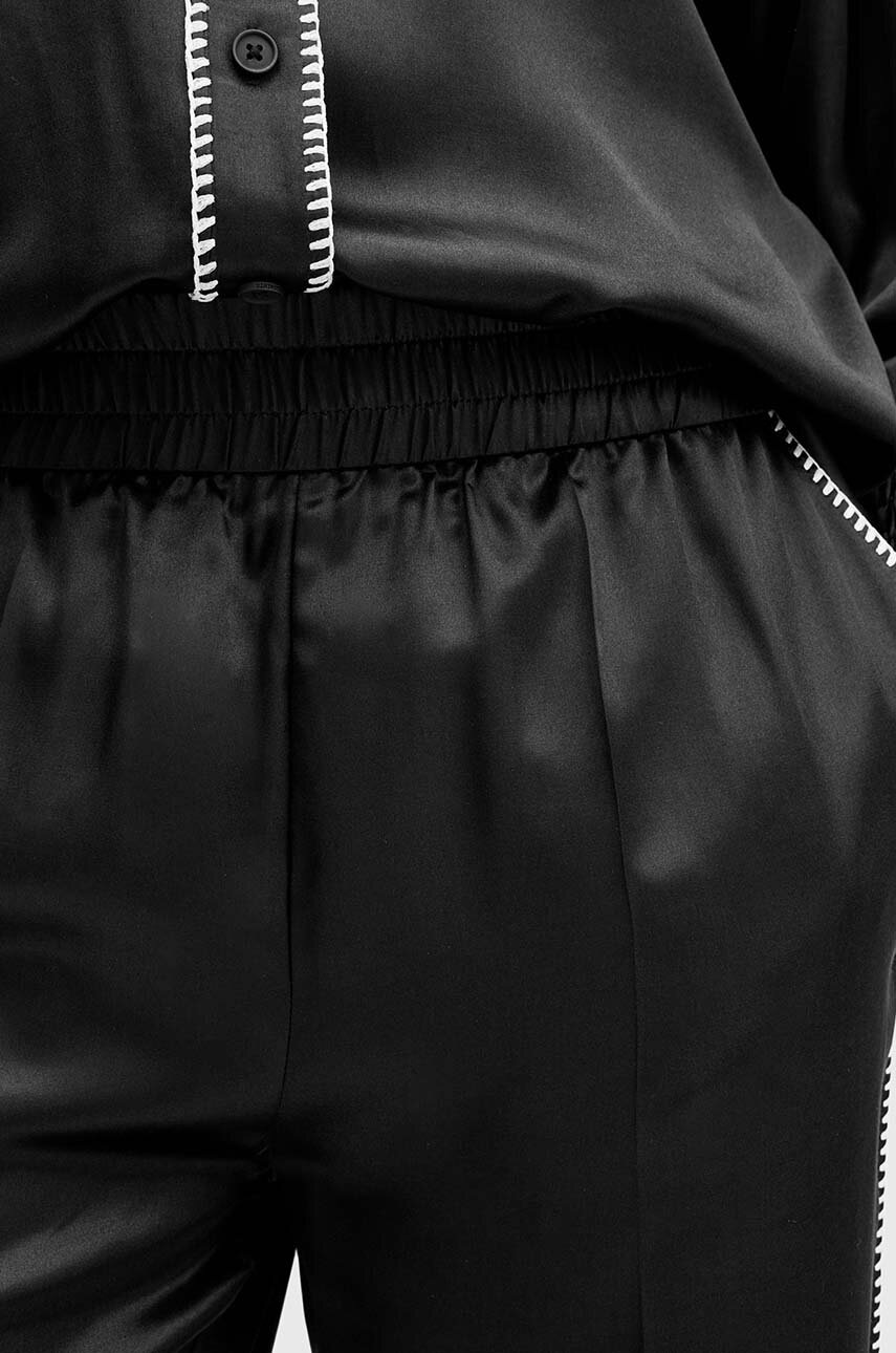 Штани з домішкою шовку AllSaints CHARLI колір чорний широкі висока посадка W010TB 