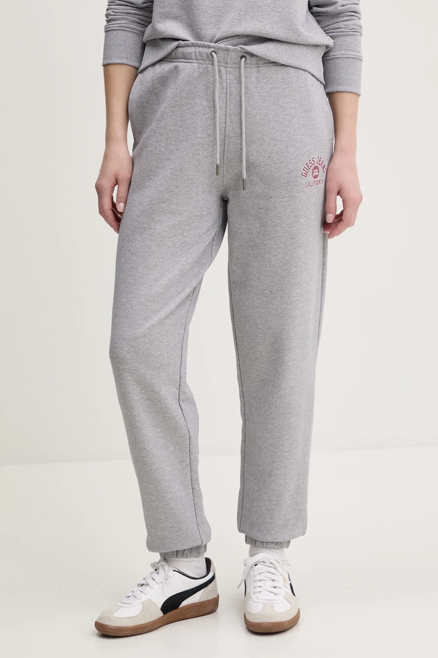 Levně Bavlněné tepláky Guess Jeans šedá barva, s potiskem, W5RB63 K68I4