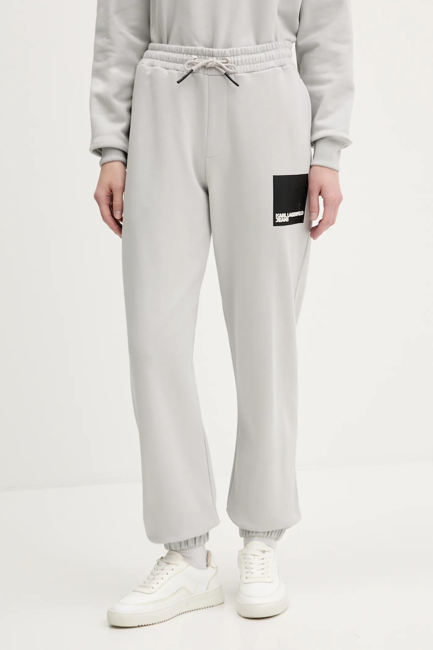 Karl Lagerfeld Jeans pantaloni de trening din bumbac culoarea negru, cu imprimeu, A1W10004