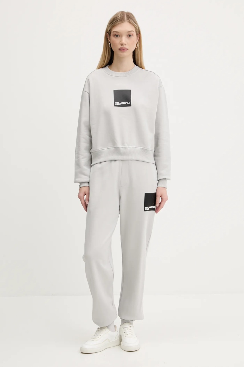 Хлопковые спортивные штаны Karl Lagerfeld Jeans цвет чёрный с принтом A1W10004