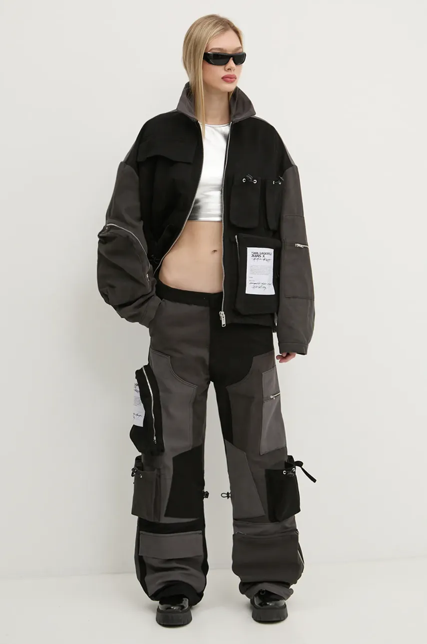 Брюки Karl Lagerfeld Jeans женские цвет чёрный широкие высокая посадка A1W10139 Брюки Karl Lagerfeld Jeans женские цвет чёрный широкие высокая посадка A1W10139