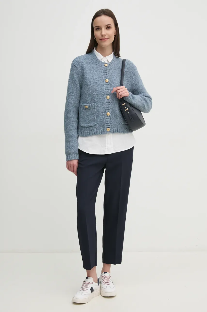 Брюки Tommy Hilfiger женские цвет синий прямые высокая посадка WW0WW44090 Брюки Tommy Hilfiger женские цвет синий прямые высокая посадка WW0WW44090