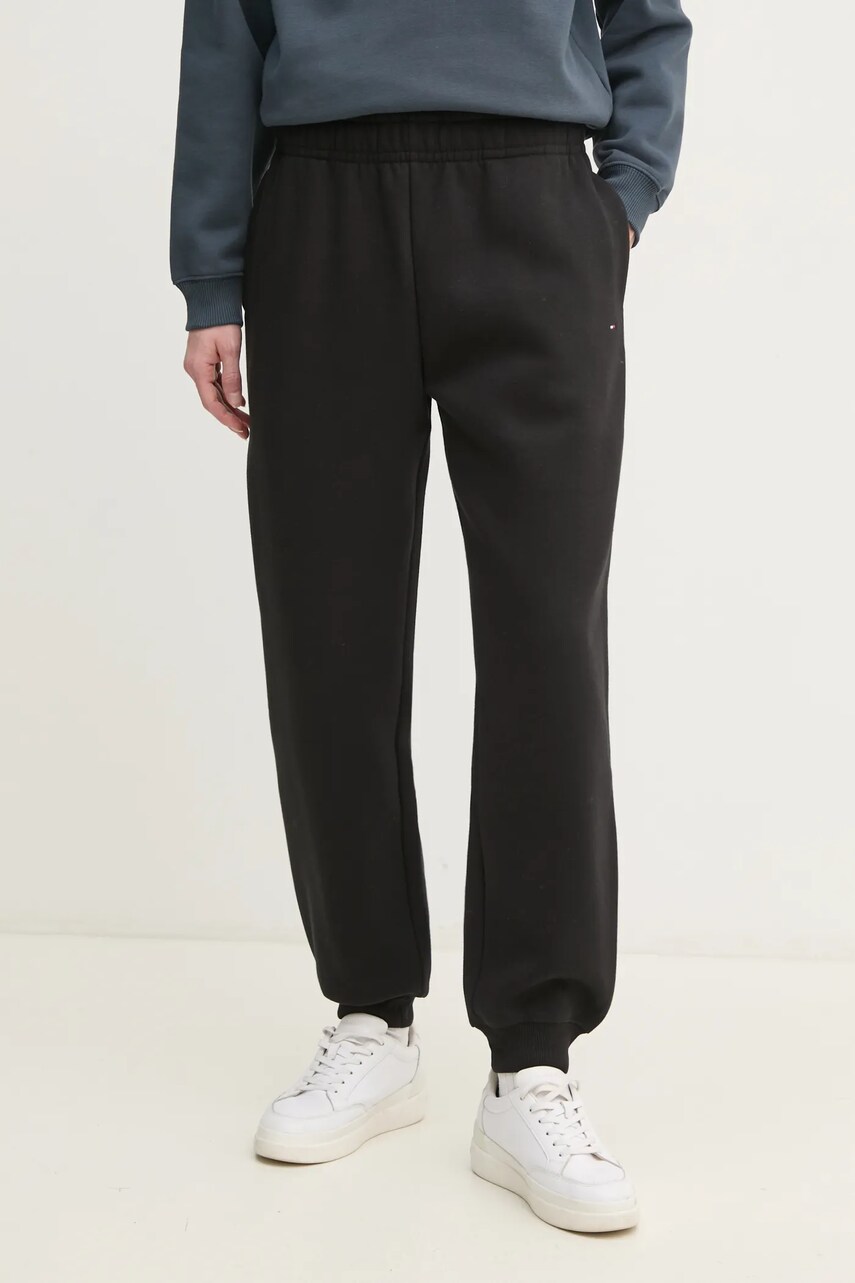 Tepláky Tommy Hilfiger černá barva, hladké, WW0WW45966