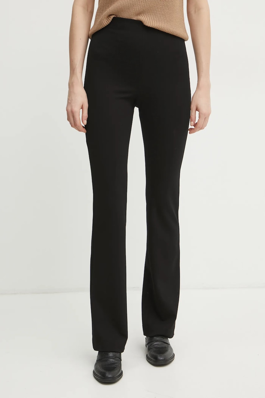 BOSS Orange pantaloni femei, culoarea negru, evazati, high waist, 50535383 BOSS Orange pantaloni femei, culoarea negru, evazati, high waist, 50535383