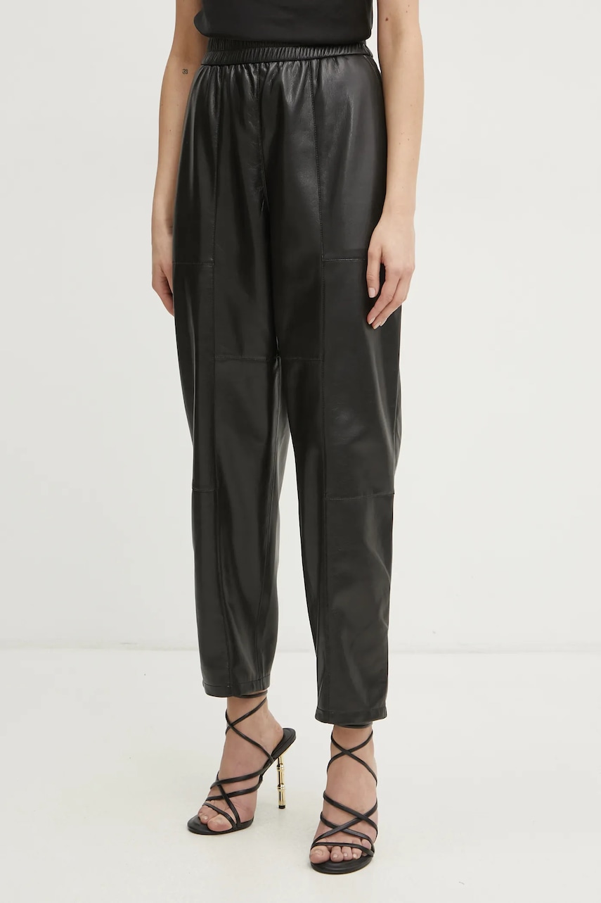 BOSS Orange pantaloni femei, culoarea negru, drept, high waist, 50531744 BOSS Orange pantaloni femei, culoarea negru, drept, high waist, 50531744
