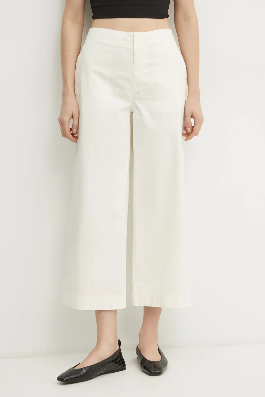 BOSS Orange pantaloni femei, culoarea bej, lat, high waist, 50531767 BOSS Orange pantaloni femei, culoarea bej, lat, high waist, 50531767