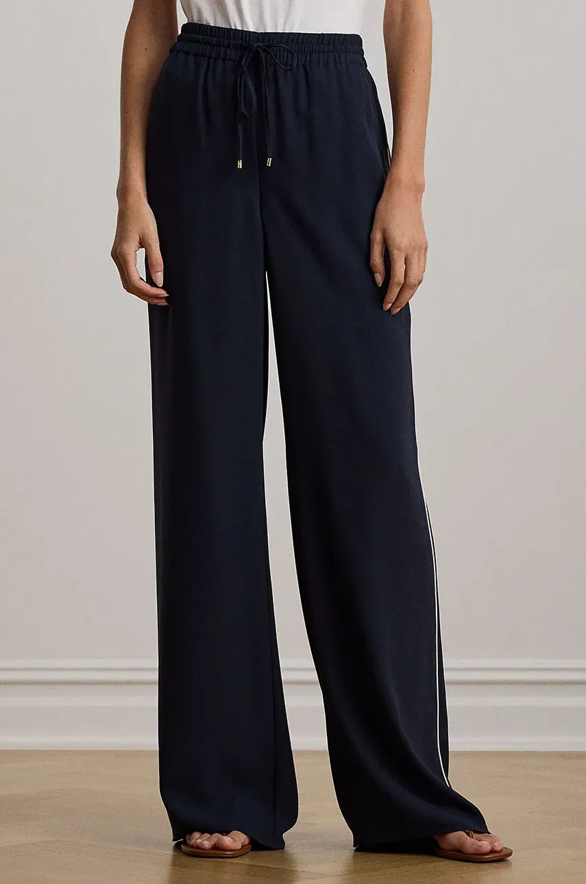 Брюки Lauren Ralph Lauren женские цвет синий широкие высокая посадка 200957061 Брюки Lauren Ralph Lauren женские цвет синий широкие высокая посадка 200957061
