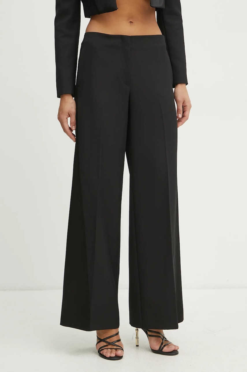 Levně Kalhoty s příměsí vlny Pinko dámské, černá barva, jednoduché, high waist, 104667 A2CN