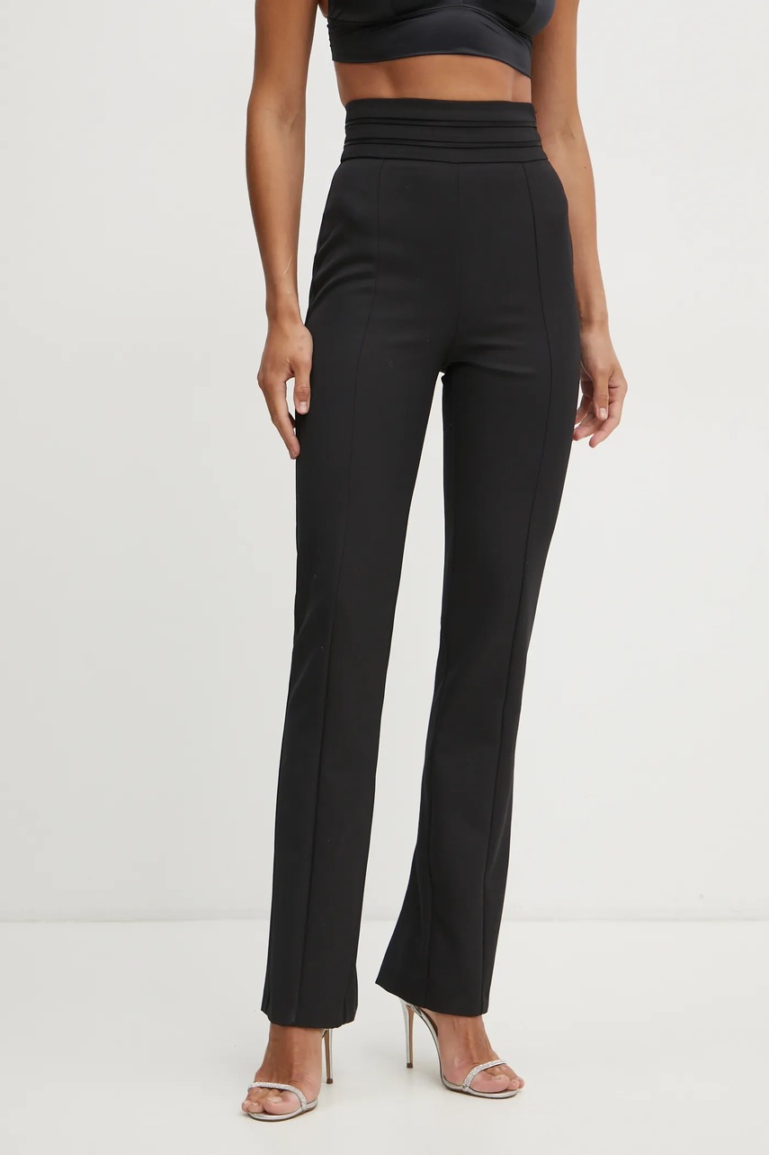 Levně Kalhoty s příměsí vlny Pinko černá barva, jednoduché, high waist, 104870 A2CN