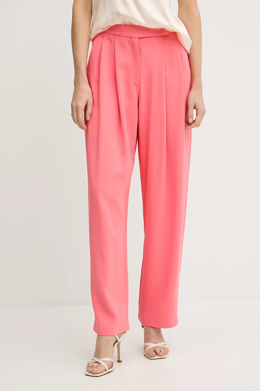 Levně Kalhoty Pinko dámské, růžová barva, high waist, 103235 A213