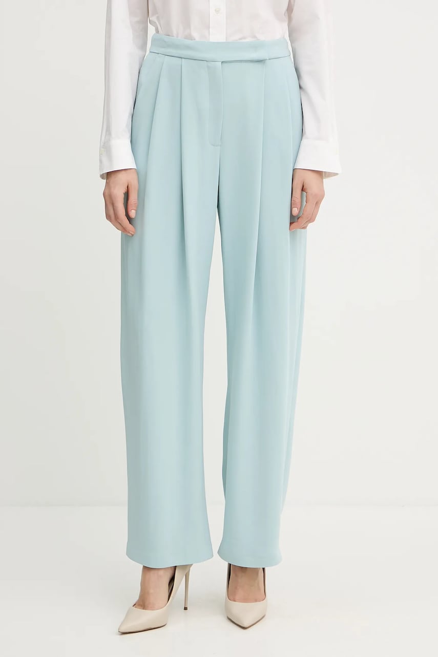 Levně Kalhoty Pinko dámské, tyrkysová barva, high waist, 103235 A213