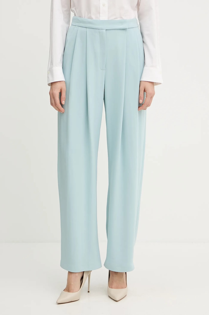 Kalhoty Pinko dámské, tyrkysová barva, high waist, 103235 A213