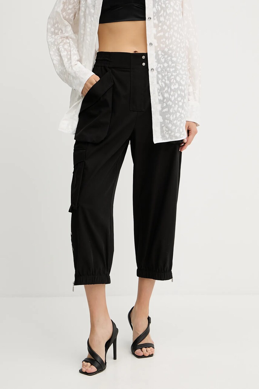 Levně Bavlněné kalhoty Pinko dámské, černá barva, high waist, 104704 A2ER