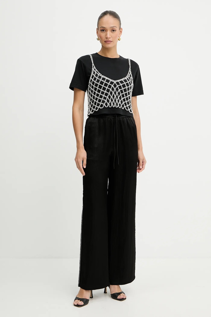 Брюки Pinko цвет чёрный широкие высокая посадка 104595 A2BU Брюки Pinko цвет чёрный широкие высокая посадка 104595 A2BU