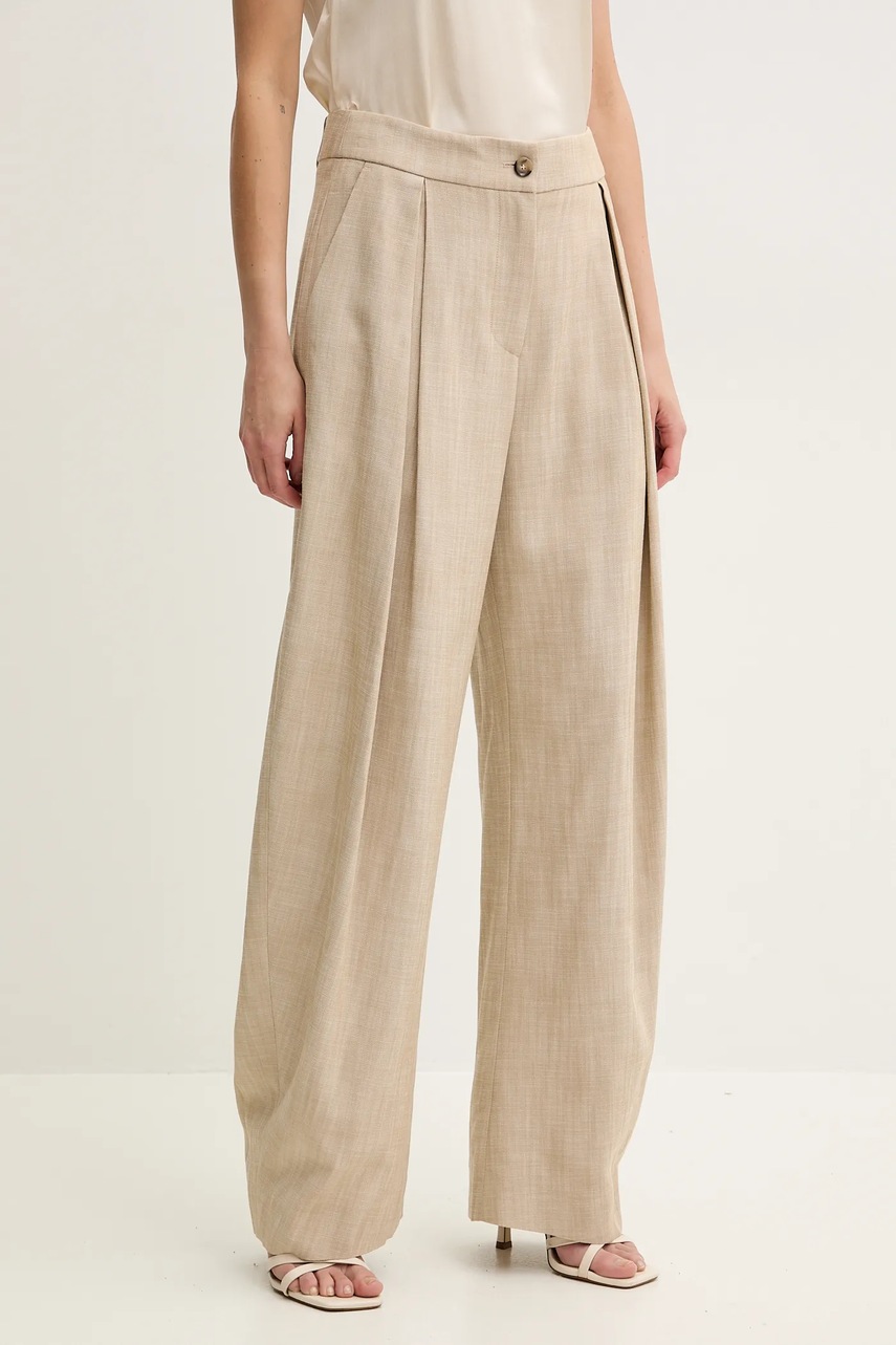 Levně Kalhoty Pinko dámské, béžová barva, široké, high waist, 104781 A2EJ