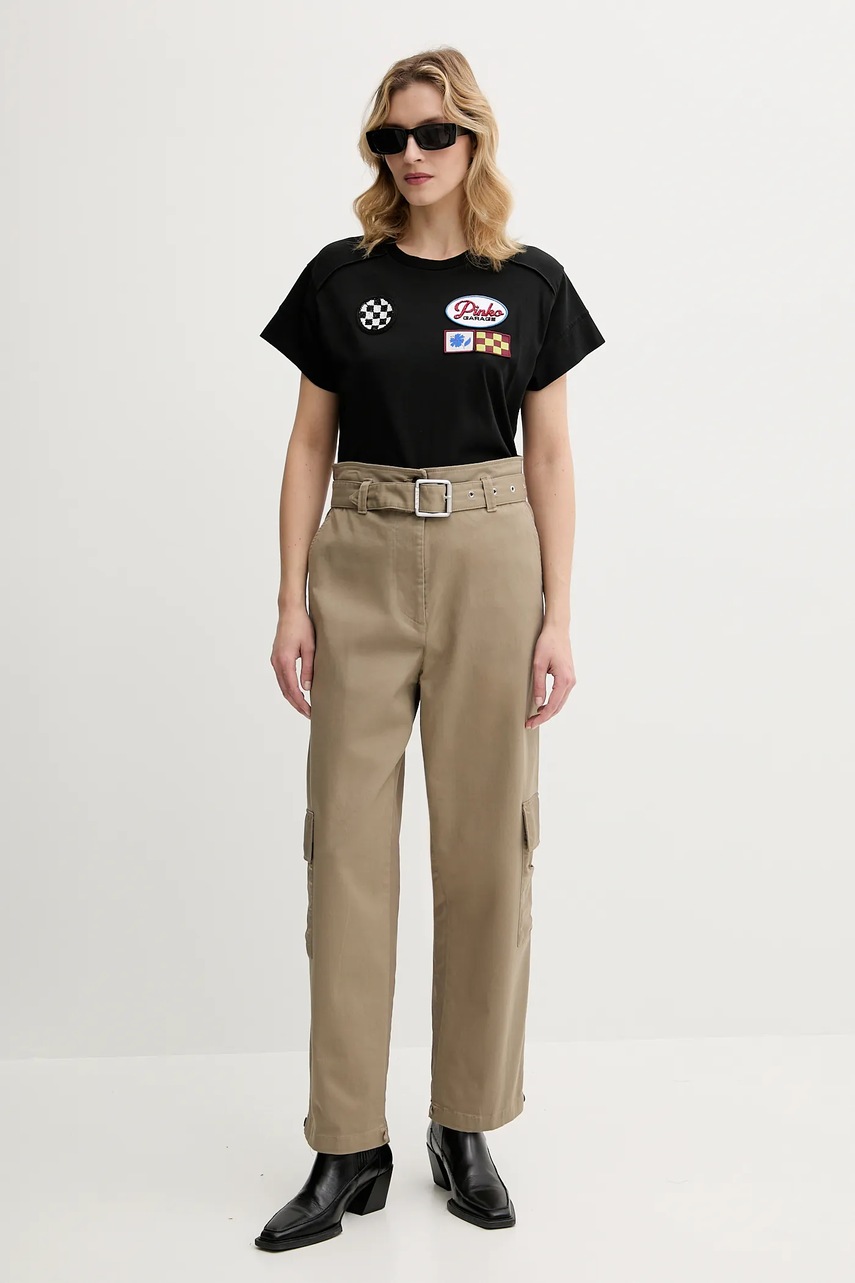 Брюки Pinko цвет зелёный прямые высокая посадка 104661 A2EG Брюки Pinko цвет зелёный прямые высокая посадка 104661 A2EG
