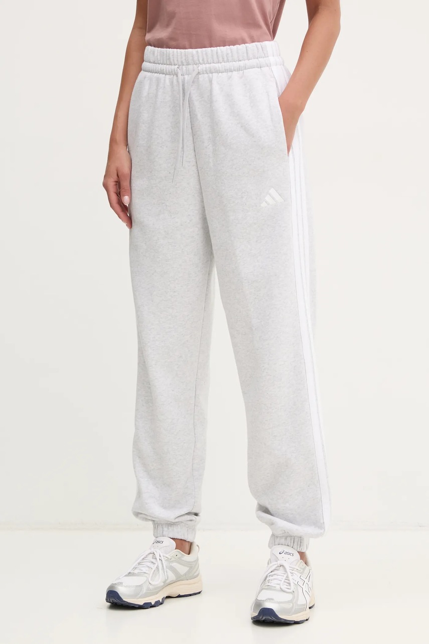 adidas pantaloni de trening Essentials femei, culoarea gri, modelator, IN6178