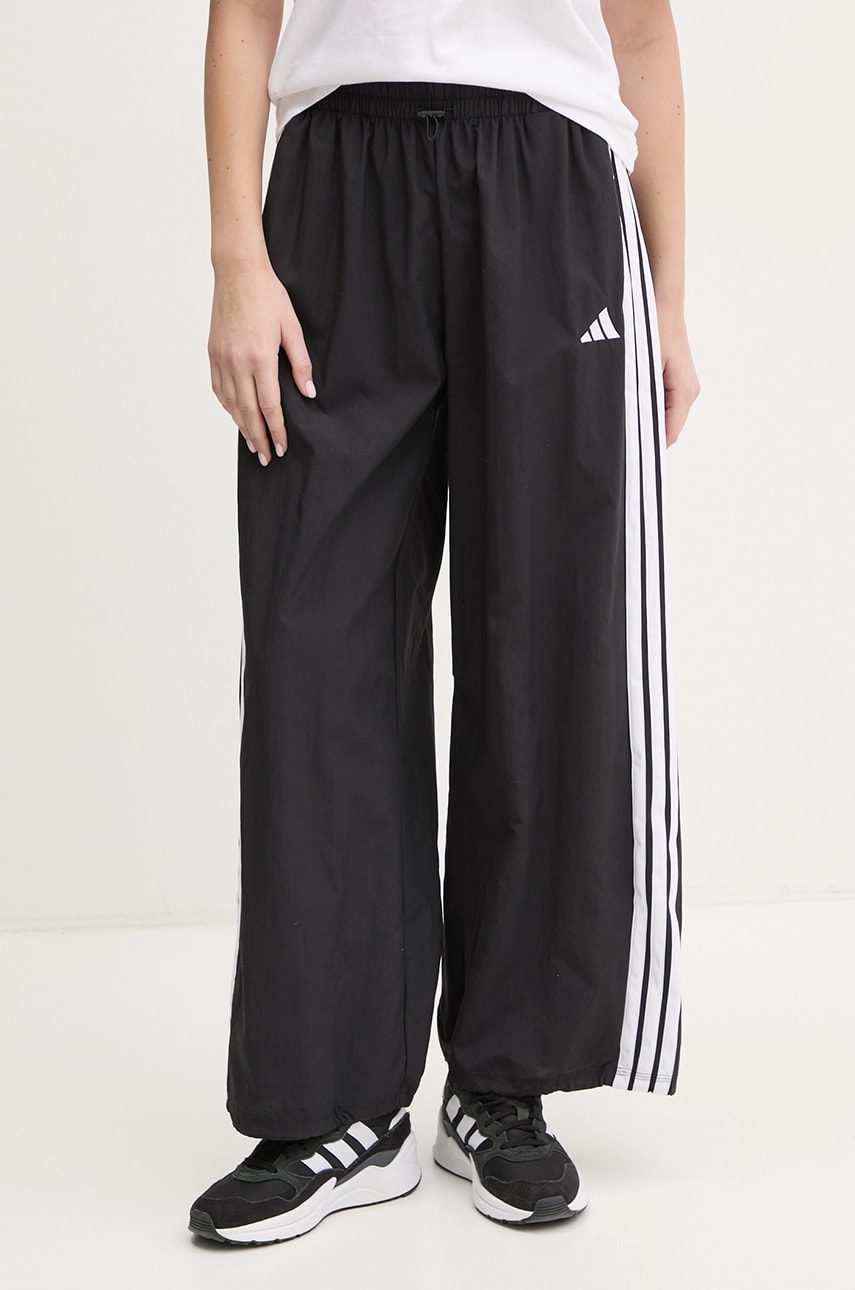 adidas pantaloni de trening Essentials femei, culoarea negru, cu imprimeu, JE1306 adidas pantaloni de trening Essentials femei, culoarea negru, cu imprimeu, JE1306