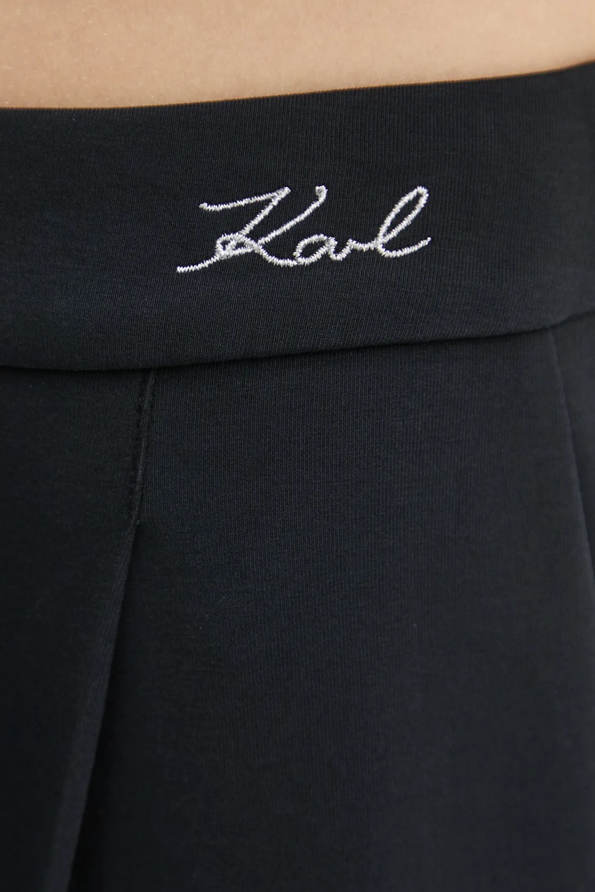 Штани Karl Lagerfeld жіночі колір чорний широкі висока посадка A1W10066 