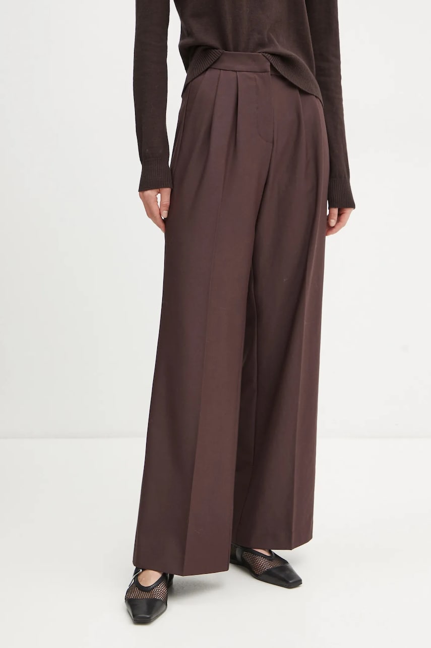 2NDDAY pantaloni Miles femei, culoarea bordo, lat, high waist, 2251160151 2NDDAY pantaloni Miles femei, culoarea bordo, lat, high waist, 2251160151