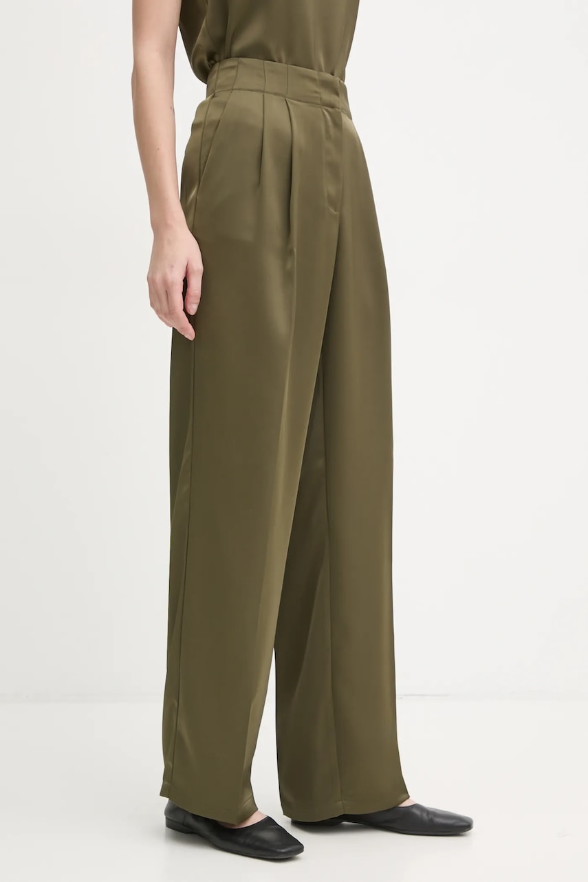 2NDDAY pantaloni Carter femei, culoarea verde, lat, high waist, 2251162279 2NDDAY pantaloni Carter femei, culoarea verde, lat, high waist, 2251162279