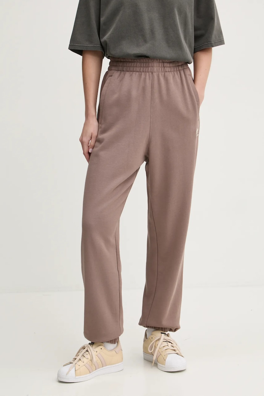 adidas Originals pantaloni de trening din bumbac Essential culoarea maro, cu imprimeu, JD1523 adidas Originals pantaloni de trening din bumbac Essential culoarea maro, cu imprimeu, JD1523
