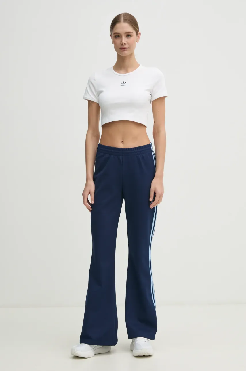 Спортивные штаны adidas Originals 3- Stripes Flared цвет синий с узором JC5787 Спортивные штаны adidas Originals 3- Stripes Flared цвет синий с узором JC5787