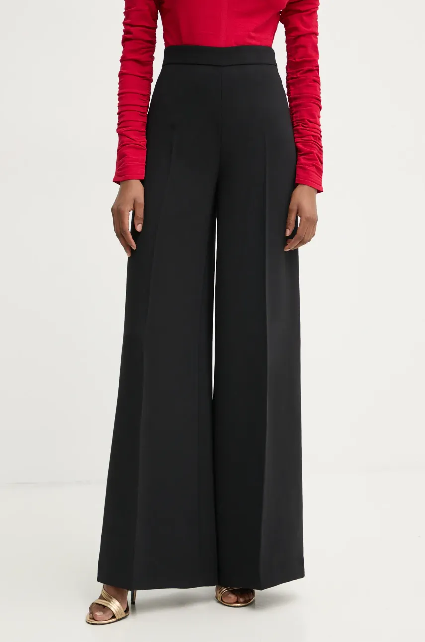 Levně Kalhoty Twinset dámské, černá barva, jednoduché, high waist, 251TP2102