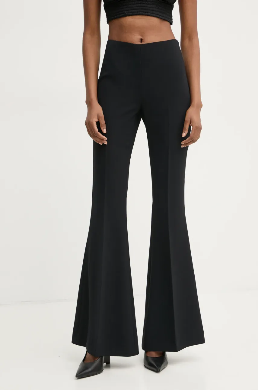 Levně Kalhoty Twinset dámské, černá barva, zvony, high waist, 251TP2105
