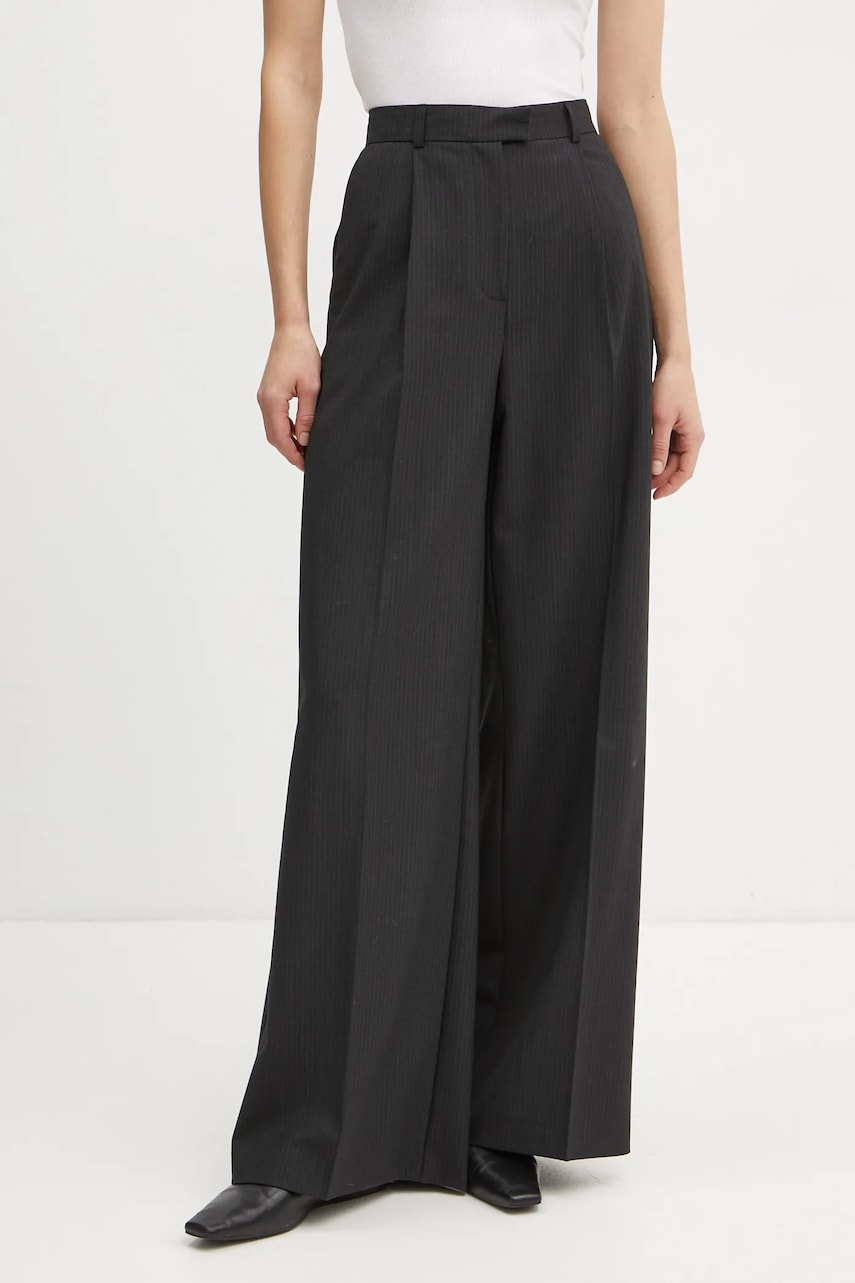 Herskind pantaloni din lana Kelly culoarea negru, lat, high waist, 5405134 Herskind pantaloni din lana Kelly culoarea negru, lat, high waist, 5405134