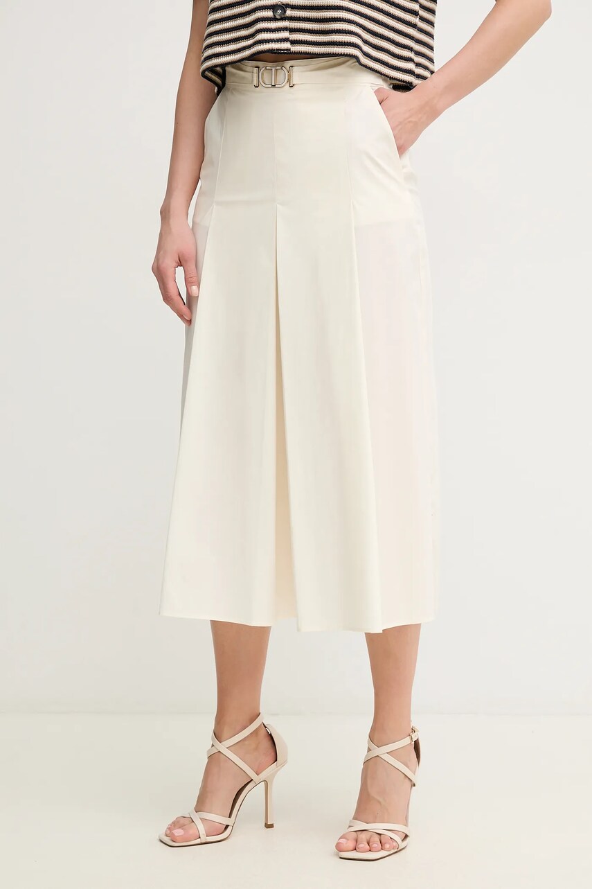 Levně Kalhotová sukně Twinset béžová barva, high waist, 251TT202C