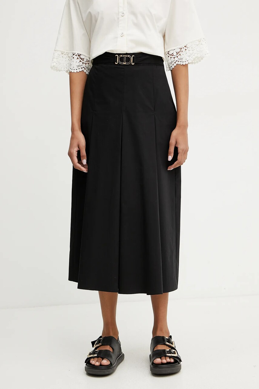 Levně Kalhotová sukně Twinset černá barva, high waist, 251TT202C