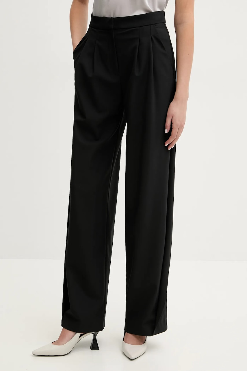 IRO pantaloni din lana culoarea negru, lat, high waist, WP23CIRSE IRO pantaloni din lana culoarea negru, lat, high waist, WP23CIRSE