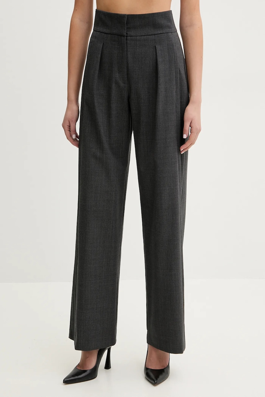 IRO pantaloni din lana femei, culoarea gri, drept, high waist, WP23CATANI IRO pantaloni din lana femei, culoarea gri, drept, high waist, WP23CATANI
