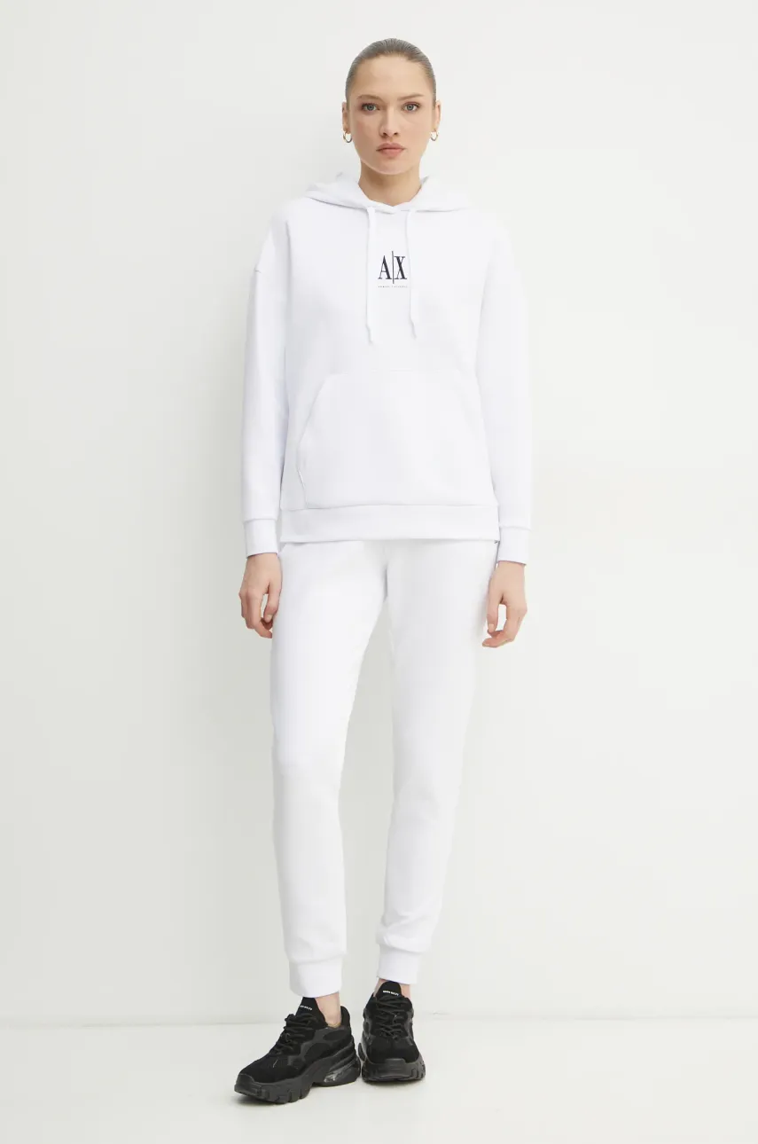 Спортивные штаны Armani Exchange женские цвет белый однотонные XW000824 AF10818 Спортивные штаны Armani Exchange женские цвет белый однотонные XW000824 AF10818