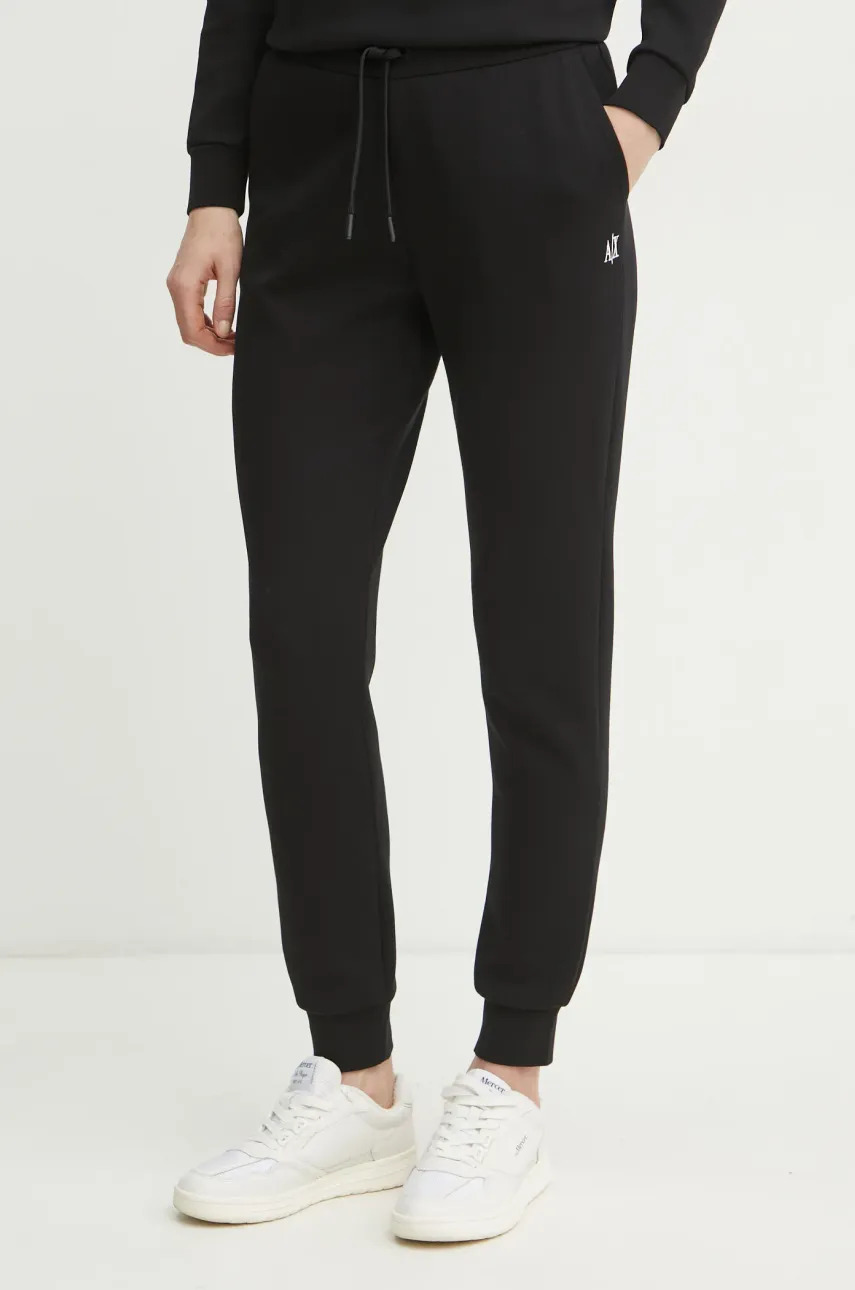 Armani Exchange pantaloni de trening femei, culoarea negru, neted, XW000824 AF10818