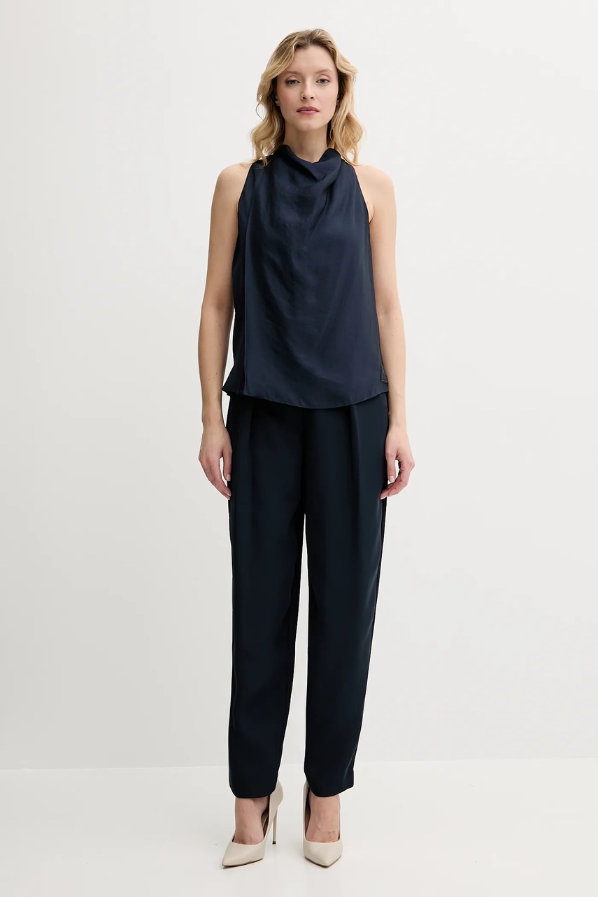 Брюки Armani Exchange цвет синий широкие высокая посадка XW000449 AF12750