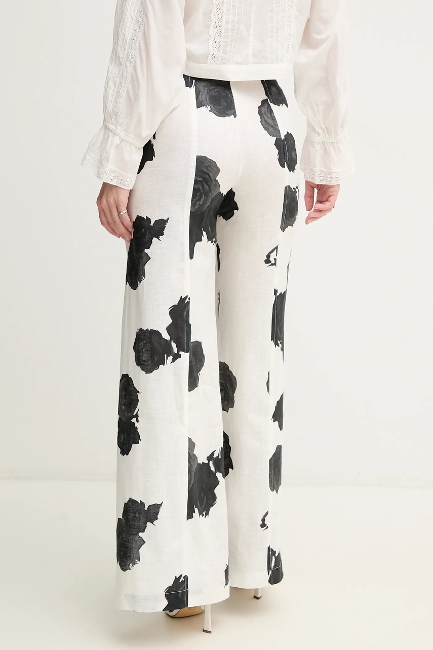 Λινό παντελόνι Liviana Conti χρώμα: άσπρο, L5SL60 φωτογραφία