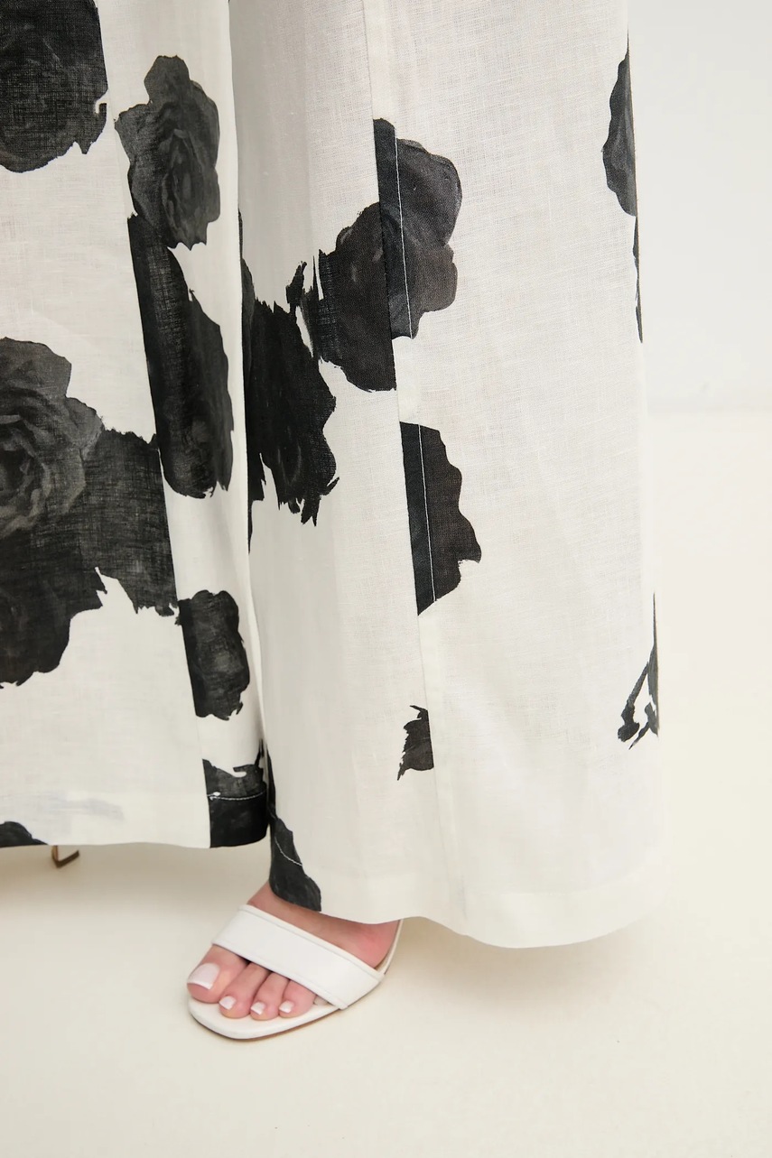 Λινό παντελόνι Liviana Conti χρώμα: άσπρο, L5SL60 φωτογραφία