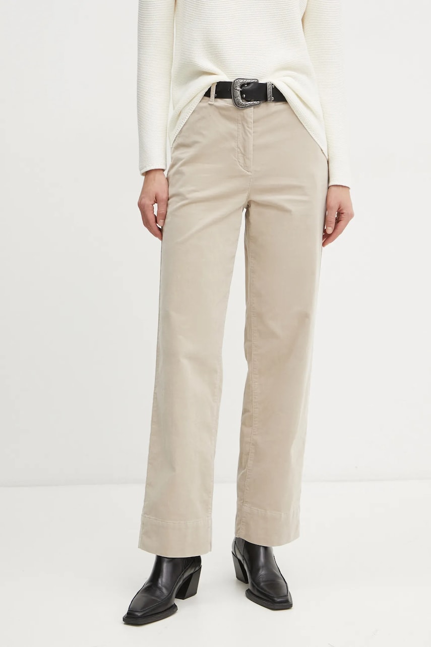 Marc O'Polo pantaloni de catifea cord culoarea bej, lat, high waist, 500103510243 Marc O'Polo pantaloni de catifea cord culoarea bej, lat, high waist, 500103510243
