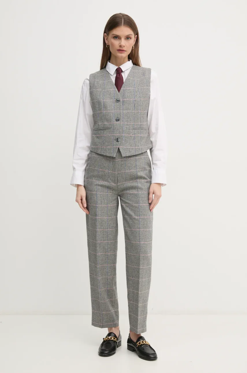 Шерстяные брюки Pepe Jeans FLORINE цвет серый прямые высокая посадка PL211799 Шерстяные брюки Pepe Jeans FLORINE цвет серый прямые высокая посадка PL211799